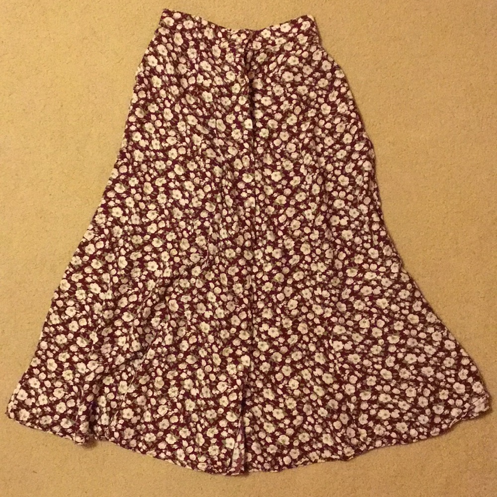 Red and white floral skirt